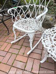 MaxSold Auction: Cast Aluminum Victorian Ornate Outdoor Rocking Chair with Side Table A - Oakville (Ontario, Canada) Estate Sale Online Auction - Cox Drive