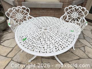 MaxSold Auction: White Cast Aluminum Ornate Patio Table with 2 Chairs A - Oakville (Ontario, Canada) Estate Sale Online Auction - Cox Drive