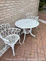 MaxSold Auction: White Cast Aluminum Outdoor Bistro Set, Ornate Victorian Design A - Oakville (Ontario, Canada) Estate Sale Online Auction - Cox Drive