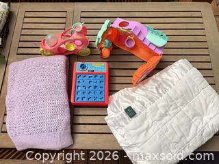 MaxSold Auction: Lot: Baby Satin-Trim Blanket, Crochet Afghan, Toys & Perfection - North Vancouver (British Columbia, Canada) SELLER MANAGED Downsizing Online Auction - Broadview Drive