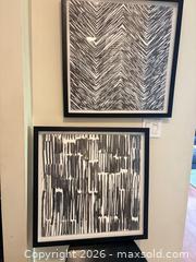 MaxSold Auction: Pair of Framed Abstract Geometric Prints Pl in Black Frames - North Vancouver (British Columbia, Canada) SELLER MANAGED Downsizing Online Auction - Broadview Drive