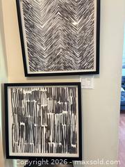 MaxSold Auction: Pair of Framed Abstract Geometric Prints Pl in Black Frames - North Vancouver (British Columbia, Canada) SELLER MANAGED Downsizing Online Auction - Broadview Drive