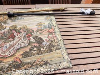 MaxSold Auction: Rococo Pastoral Wall Tapestry with Hanging Rod - North Vancouver (British Columbia, Canada) SELLER MANAGED Downsizing Online Auction - Broadview Drive