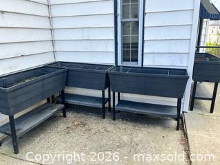 MaxSold Auction: Elevated Rectangular Polymer Garden Boxes with Lower Shelving (4) - Leeds And The Thousand Islands (Ontario, Canada) SELLER MANAGED Downsizing Online Auction - Lyndhurst Road
