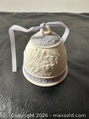 MaxSold Auction: 1993 White Porcelain Decorative Bell with Ribbon - Grand Blanc Township (Michigan, USA) SELLER MANAGED Downsizing Online Auction - E Baldwin Road