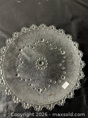 MaxSold Auction: Clear Pressed Glass Decorative Plate with Bubbled Edge, 8–10 in - Grand Blanc Township (Michigan, USA) SELLER MANAGED Downsizing Online Auction - E Baldwin Road
