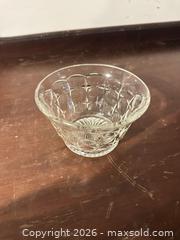 MaxSold Auction: Clear Pressed/Embossed Glass Small Bowl - Grand Blanc Township (Michigan, USA) SELLER MANAGED Downsizing Online Auction - E Baldwin Road
