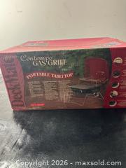 MaxSold Auction: Contempo Portable Tabletop Propane Grill, Red Lid Black Body - Grand Blanc Township (Michigan, USA) SELLER MANAGED Downsizing Online Auction - E Baldwin Road