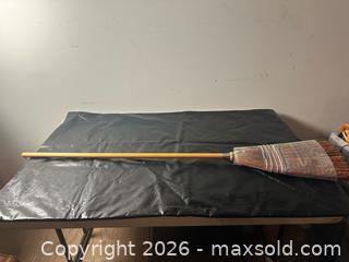 MaxSold Auction: Long Wood-Handled Broom with Natural Straw Bristles - Grand Blanc Township (Michigan, USA) SELLER MANAGED Downsizing Online Auction - E Baldwin Road