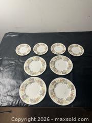 MaxSold Auction: Porcelain Floral Mixed Plate Set with Gold Trim, 8 Pieces - Grand Blanc Township (Michigan, USA) SELLER MANAGED Downsizing Online Auction - E Baldwin Road