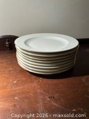 MaxSold Auction: Set of 8 White Porcelain Dinner Plates with Gold Trim - Grand Blanc Township (Michigan, USA) SELLER MANAGED Downsizing Online Auction - E Baldwin Road