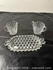 MaxSold Auction: Vintage Clear Pressed Glass Serving Set - Grand Blanc Township (Michigan, USA) SELLER MANAGED Downsizing Online Auction - E Baldwin Road