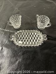 MaxSold Auction: Vintage Clear Pressed Glass Serving Set - Grand Blanc Township (Michigan, USA) SELLER MANAGED Downsizing Online Auction - E Baldwin Road