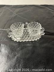 MaxSold Auction: Vintage Clear Pressed Glass Serving Set - Grand Blanc Township (Michigan, USA) SELLER MANAGED Downsizing Online Auction - E Baldwin Road