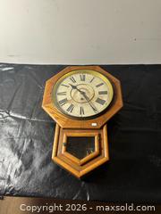 MaxSold Auction: Waterbury Clock Company Schoolhouse Regulator Wall Clock - Oak - Grand Blanc Township (Michigan, USA) SELLER MANAGED Downsizing Online Auction - E Baldwin Road