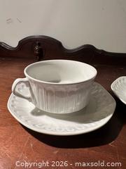 MaxSold Auction: White Porcelain Ribbed Bouillon Cup and Saucer - 2 Sets - Grand Blanc Township (Michigan, USA) SELLER MANAGED Downsizing Online Auction - E Baldwin Road