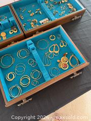 MaxSold Auction: Gold Fill Fashion Hoops & Statement Earrings  - Loomis (California, USA) PARTNER MANAGED Moving Online Auction - Brennans Road