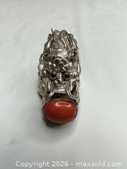 MaxSold Auction: Sterling Silver Adjustable Ring with Coral Dragon Motif - Morgan Hill (California, USA) PARTNER MANAGED Estate Sale Online Auction - Dougherty Avenue