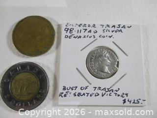 MaxSold Auction: Ancient Roman Silver Denarius Currency Coin. Emperor TRAJAN 98-117 AD. - Toronto (Ontario, Canada) SELLER MANAGED Estate Sale Online Auction - Annette Street