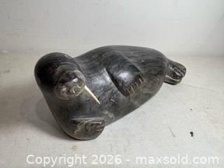 MaxSold Auction: Inuit Craved Stone Walrus. Signed On Bottom "JOANASIE  E6289". - Toronto (Ontario, Canada) SELLER MANAGED Estate Sale Online Auction - Annette Street