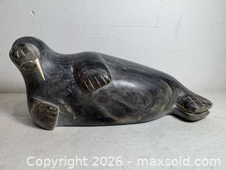 MaxSold Auction: Inuit Craved Stone Walrus. Signed On Bottom "JOANASIE  E6289". - Toronto (Ontario, Canada) SELLER MANAGED Estate Sale Online Auction - Annette Street