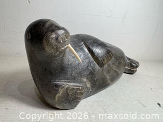MaxSold Auction: Inuit Craved Stone Walrus. Signed On Bottom "JOANASIE  E6289". - Toronto (Ontario, Canada) SELLER MANAGED Estate Sale Online Auction - Annette Street