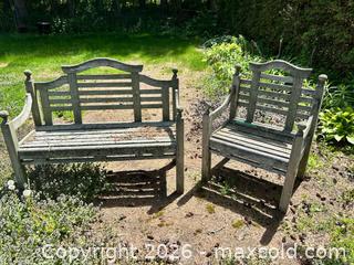 MaxSold Auction: Hardwood Outdoor Bench & Chair Set, 2 Pieces, Weathered Gray - Campbellford (Ontario, Canada) PARTNER MANAGED Estate Sale Online Auction - Garry Street