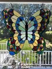 MaxSold Auction: Large Butterfly Stained Glass Suncatcher Window Hanging - Campbellford (Ontario, Canada) PARTNER MANAGED Estate Sale Online Auction - Garry Street