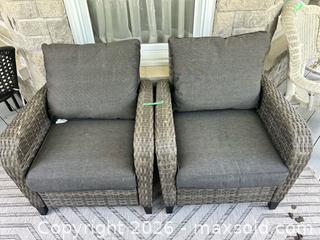 MaxSold Auction: Pair Gray Wicker/Resin Patio Chairs with Cushions - Campbellford (Ontario, Canada) PARTNER MANAGED Estate Sale Online Auction - Garry Street
