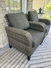 MaxSold Auction: Pair Gray Wicker/Resin Patio Chairs with Cushions - Campbellford (Ontario, Canada) PARTNER MANAGED Estate Sale Online Auction - Garry Street