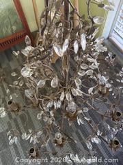 MaxSold Auction: Vintage Very Large French Antique TOLE Chandelier with Crystal Drops - Burlington (Ontario, Canada) SELLER MANAGED Estate Sale Online Auction - Aldershot