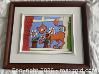 MaxSold Auction: Colorful Curious Cat framed Painting - Ottawa (Ontario, Canada) SELLER MANAGED Reseller Online Auction - Canadian Shield Avenue (CONDO)