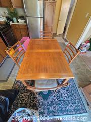 MaxSold Auction: Mid-Century Solid Wood Dining Table with 4 Chairs - Hamilton (Ontario, Canada) SELLER MANAGED Estate Sale Online Auction - Ben Tirran Crescent