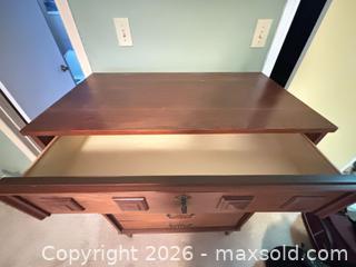 MaxSold Auction: Mid-Century Walnut 4-Drawer Dresser with Brass Hardware - Hamilton (Ontario, Canada) SELLER MANAGED Estate Sale Online Auction - Ben Tirran Crescent