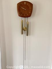 MaxSold Auction: Mid-Century Wall Clock — Weight-Driven Mechanical with Brass Accents - Oakville (Ontario, Canada) SELLER MANAGED Estate Sale Online Auction - Ballantry Road