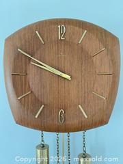 MaxSold Auction: Mid-Century Wall Clock — Weight-Driven Mechanical with Brass Accents - Oakville (Ontario, Canada) SELLER MANAGED Estate Sale Online Auction - Ballantry Road