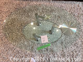 MaxSold Auction: Modern Oval Glass and Chrome Coffee Table - Oakville (Ontario, Canada) SELLER MANAGED Estate Sale Online Auction - Ballantry Road