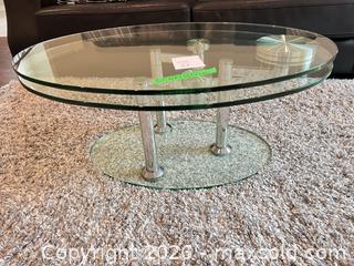 MaxSold Auction: Modern Oval Glass and Chrome Coffee Table - Oakville (Ontario, Canada) SELLER MANAGED Estate Sale Online Auction - Ballantry Road