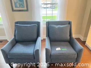 MaxSold Auction: Pair of Blue Mid-Century Modern Accent Armchairs - Oakville (Ontario, Canada) SELLER MANAGED Estate Sale Online Auction - Ballantry Road