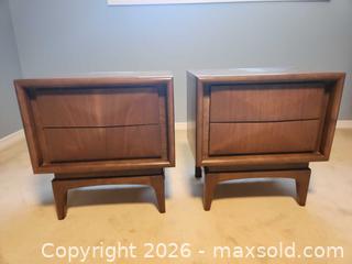 MaxSold Auction: Pair of Mid-Century Modern Walnut Nightstands - Oakville (Ontario, Canada) SELLER MANAGED Estate Sale Online Auction - Ballantry Road