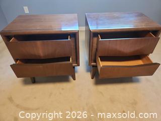 MaxSold Auction: Pair of Mid-Century Modern Walnut Nightstands - Oakville (Ontario, Canada) SELLER MANAGED Estate Sale Online Auction - Ballantry Road
