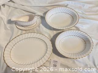 MaxSold Auction: Royal Doulton Porcelain Dinnerware & Serve ware Set, and Gravy Bowl White/Gold - Oakville (Ontario, Canada) SELLER MANAGED Estate Sale Online Auction - Ballantry Road