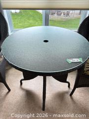 MaxSold Auction: Round Patio Dining Table & Two (2) Wicker Chairs - Hamilton (Ontario, Canada) PARTNER MANAGED Estate Sale Online Auction - Crumlin Lane