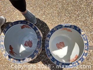 MaxSold Auction: Pair of Large Blue and White Chinoiserie Porcelain Planters - Frisco (Texas, USA) PARTNER MANAGED Estate Sale Online Auction - Arrowhead Drive