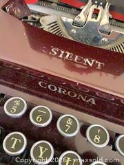 MaxSold Auction: Corona Silent Manual Typewriter, Burgundy & Chrome Trim - Redondo Beach (California, USA) PARTNER MANAGED Moving Online Auction - Clark Lane (CONDO)