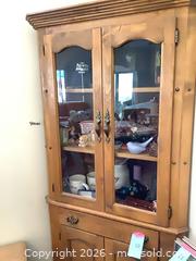 MaxSold Auction: Solid Wood Corner Hutch / China Cabinet, Light Honey Finish - Redondo Beach (California, USA) PARTNER MANAGED Moving Online Auction - Clark Lane (CONDO)
