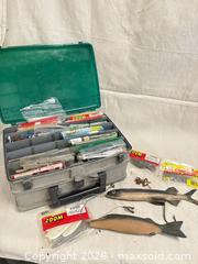 MaxSold Auction: Mixed Fishing Tackle Lot with Soft Plastics, Hooks & Box - Port Orchard (Washington, USA) SELLER MANAGED Downsizing Online Auction - Southwest Pine (STORAGE)