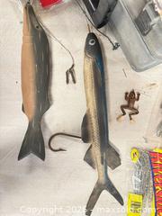 MaxSold Auction: Mixed Fishing Tackle Lot with Soft Plastics, Hooks & Box - Port Orchard (Washington, USA) SELLER MANAGED Downsizing Online Auction - Southwest Pine (STORAGE)