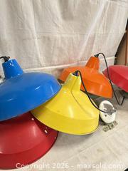 MaxSold Auction: Set of 5 Enamel-Coated Metal Pendant/Hanging Light Shades, Medium - Port Orchard (Washington, USA) SELLER MANAGED Downsizing Online Auction - Southwest Pine (STORAGE)