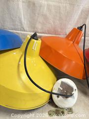 MaxSold Auction: Set of 5 Enamel-Coated Metal Pendant/Hanging Light Shades, Medium - Port Orchard (Washington, USA) SELLER MANAGED Downsizing Online Auction - Southwest Pine (STORAGE)